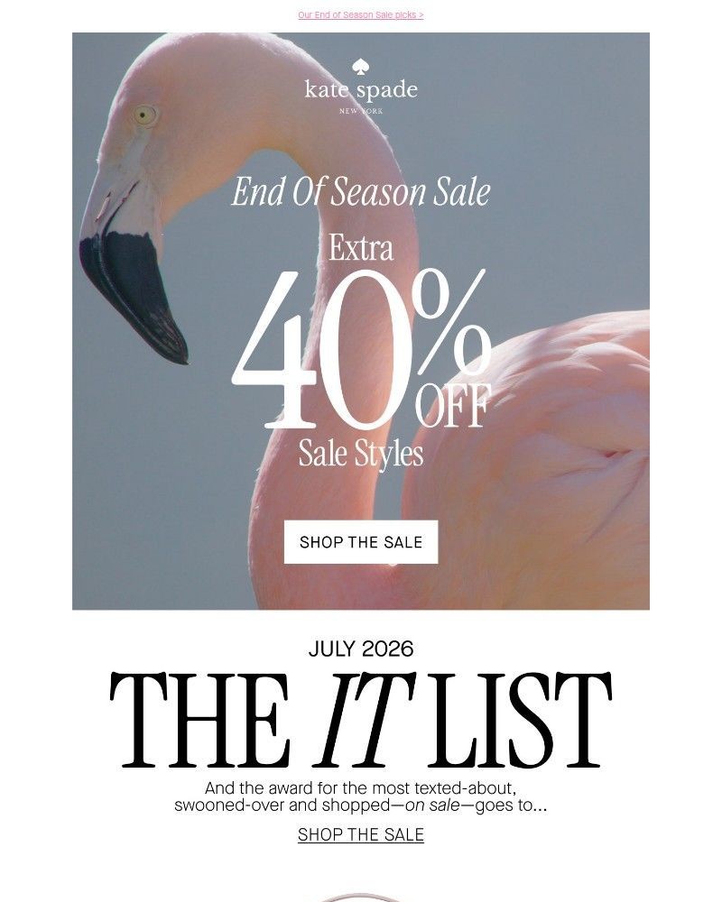 Screenshot of email sent to a Kate Spade Newsletter subscriber