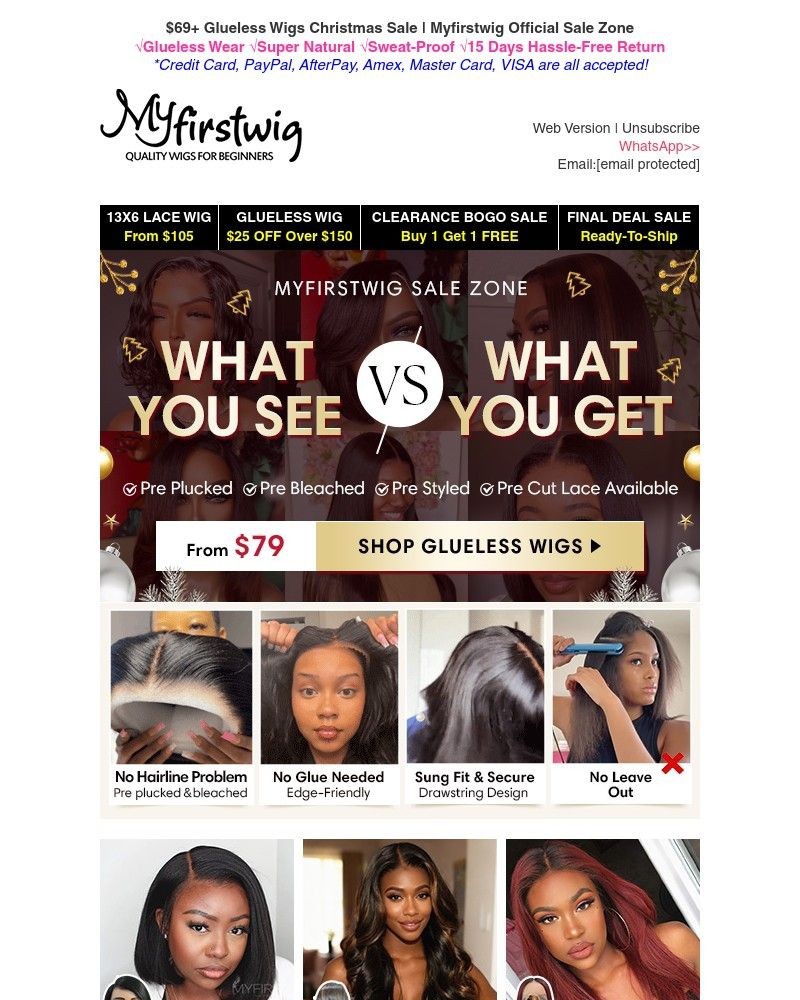 Screenshot of email sent to a My First Wig Newsletter subscriber