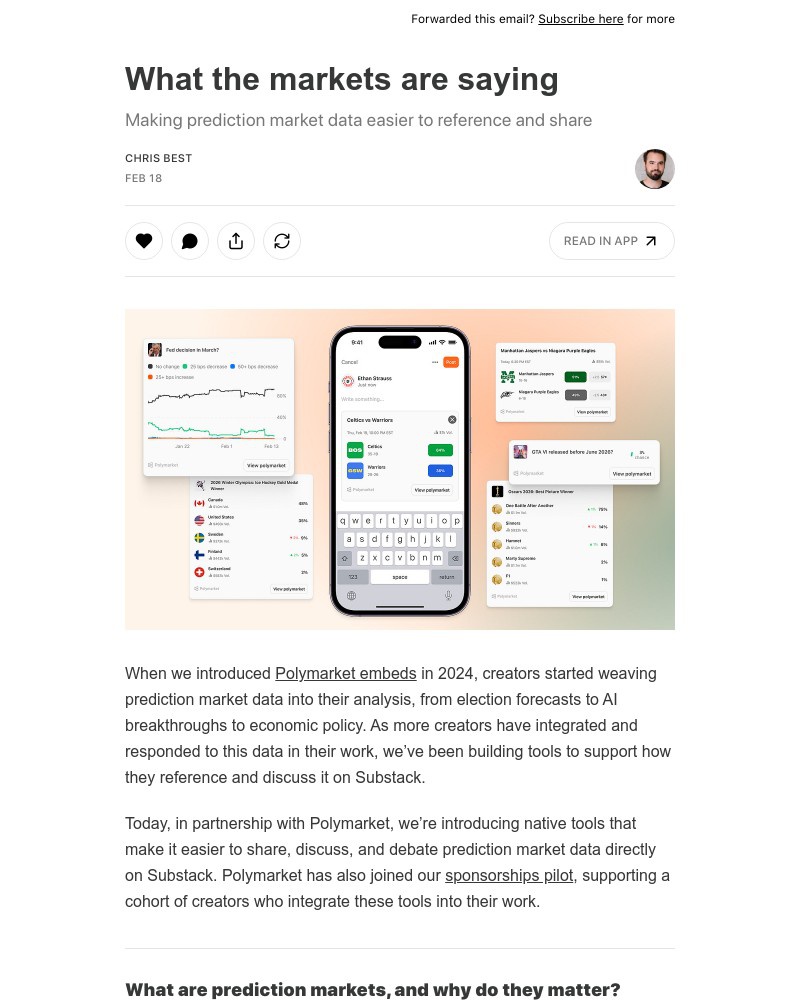 Screenshot of email sent to a Substack Registered user