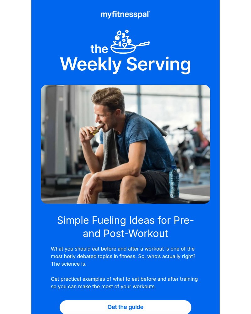 Screenshot of email sent to a MyFitnessPal Registered user