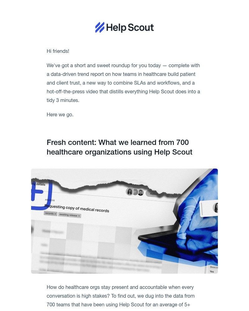 Screenshot of email sent to a Help Scout Trial user