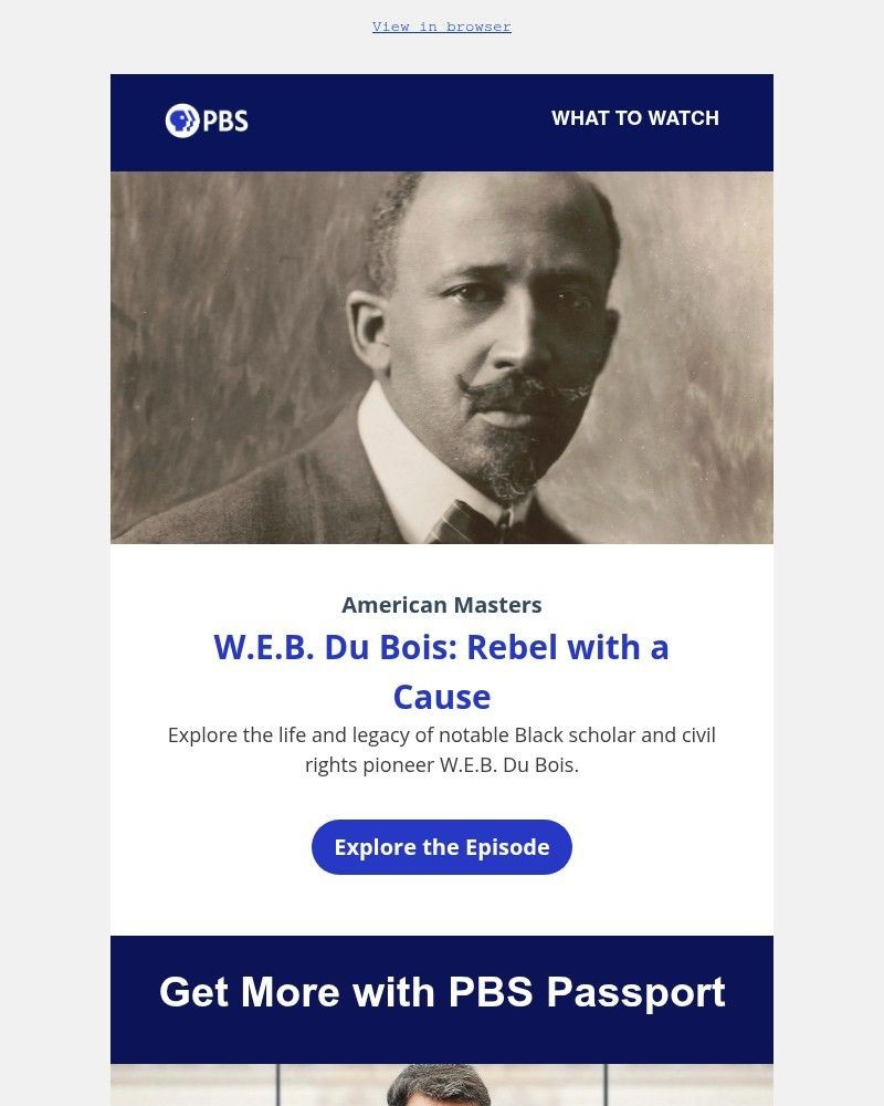 Screenshot of email sent to a PBS Newsletter subscriber