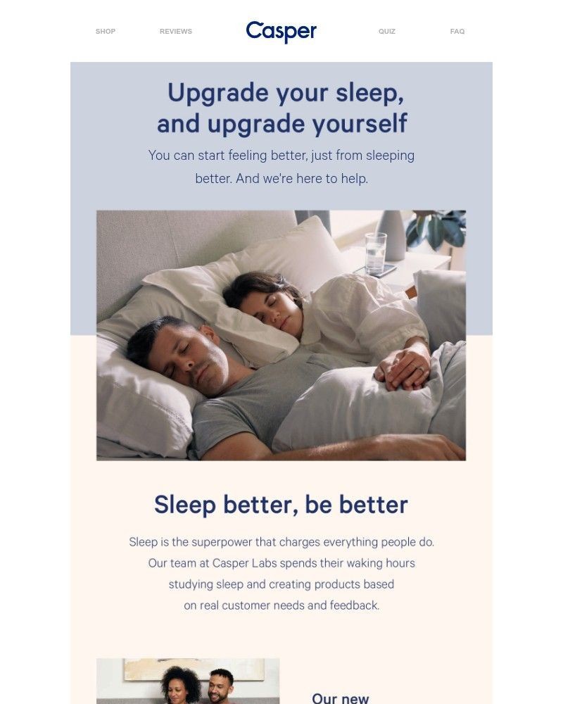 Screenshot of email sent to a Casper Newsletter subscriber
