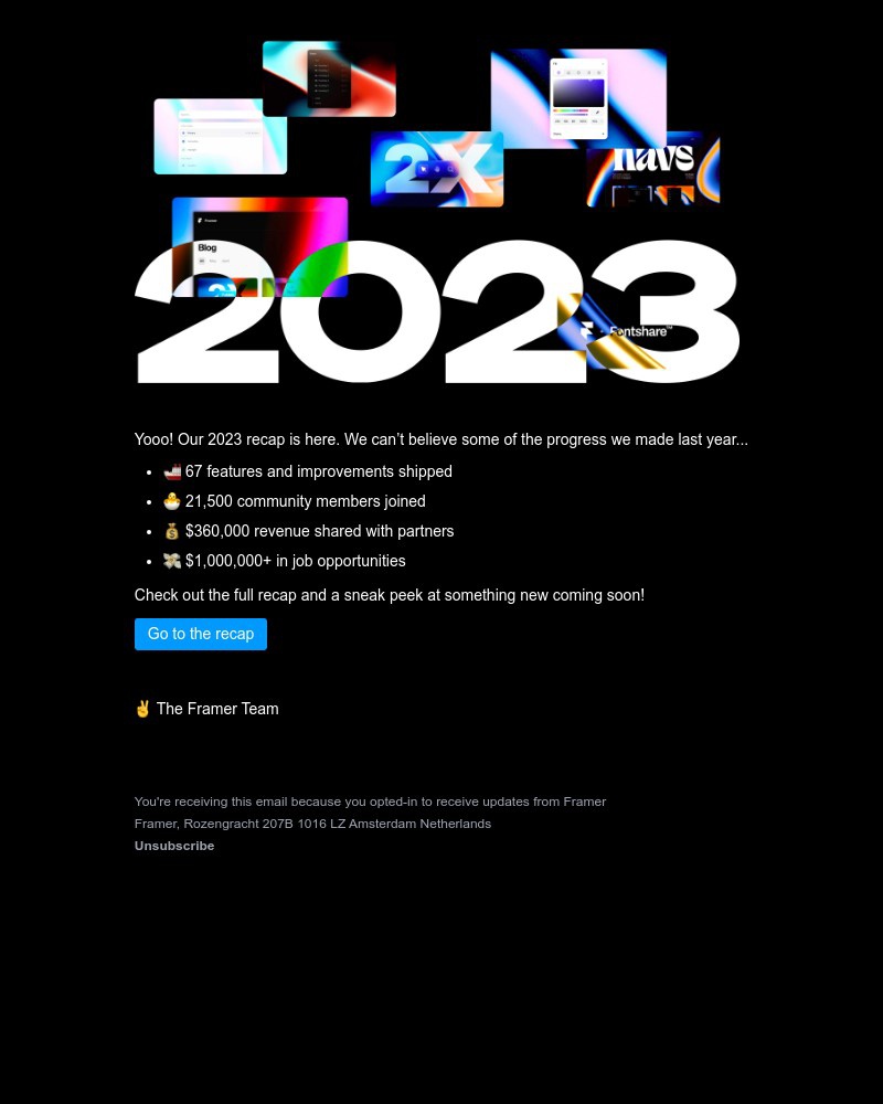 Screenshot of email with subject /media/emails/what-you-missed-from-framer-in-2023-3d0a70-cropped-9b6152cf.jpg