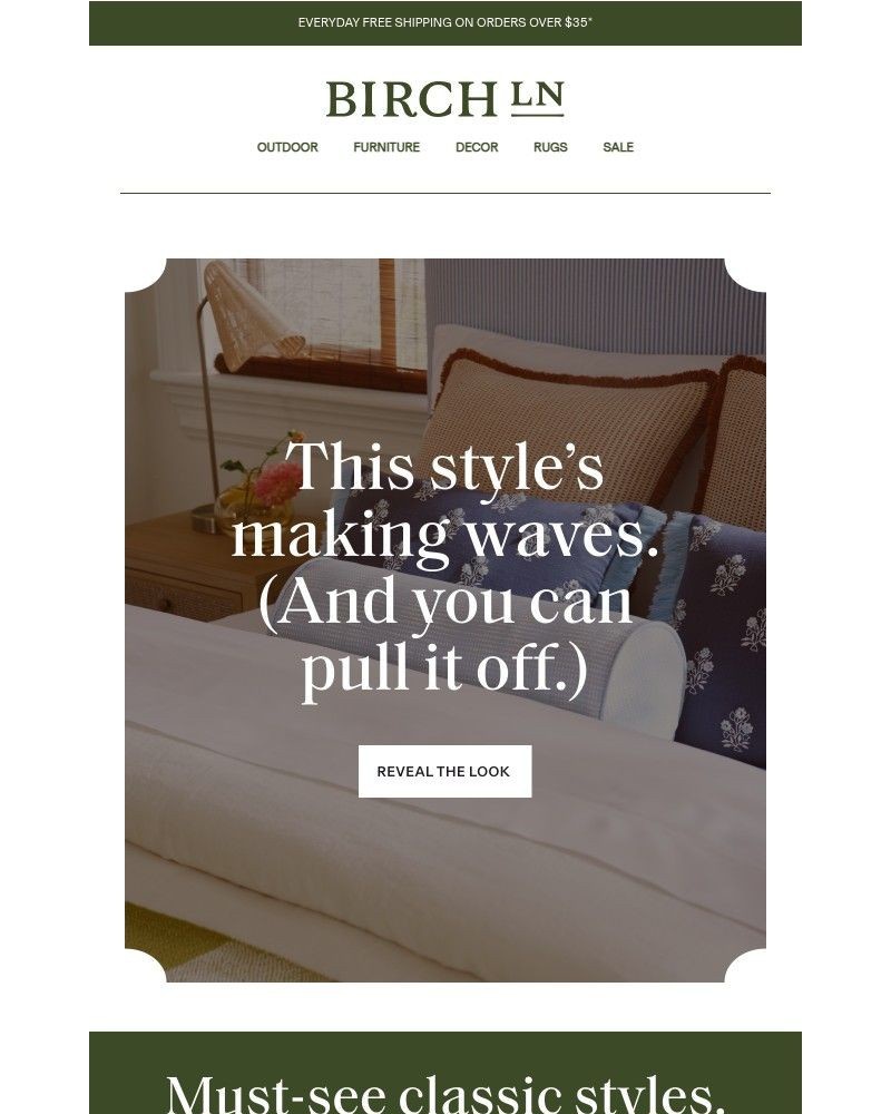 Screenshot of email sent to a Birch Lane Newsletter subscriber