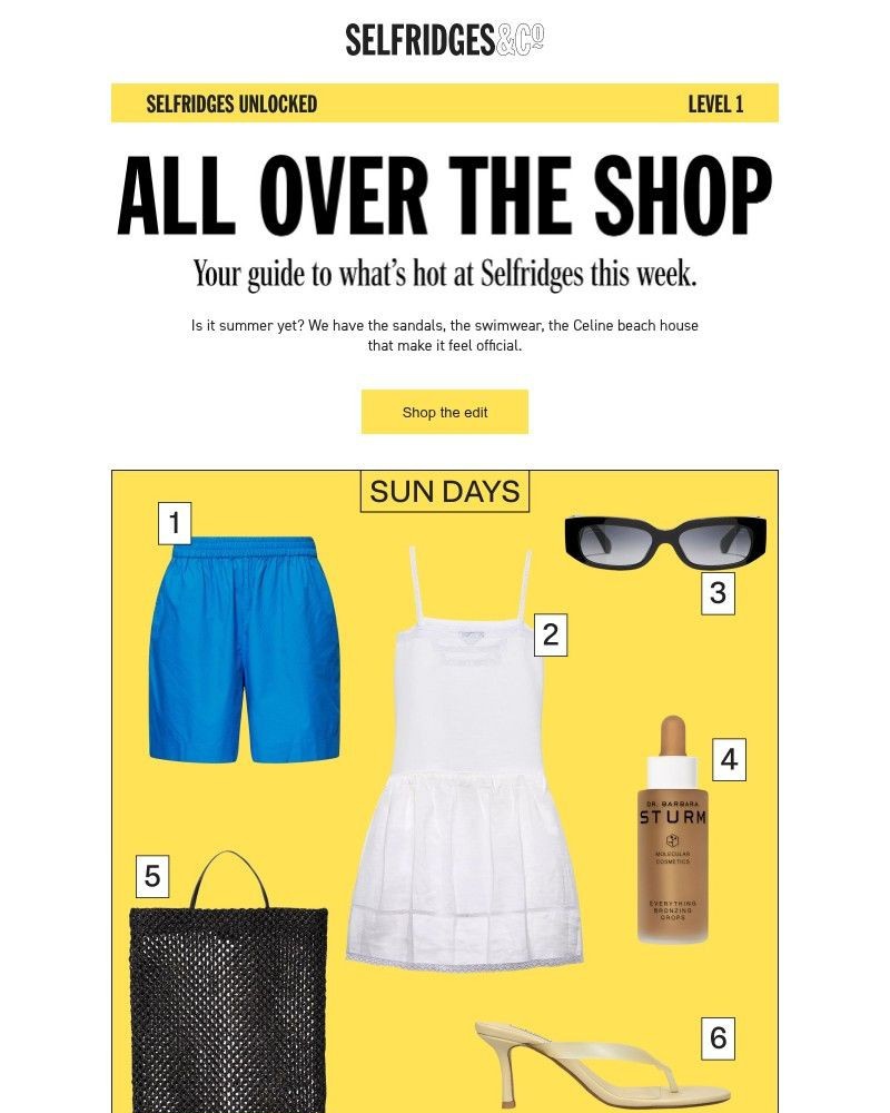 Screenshot of email sent to a Selfridges Newsletter subscriber