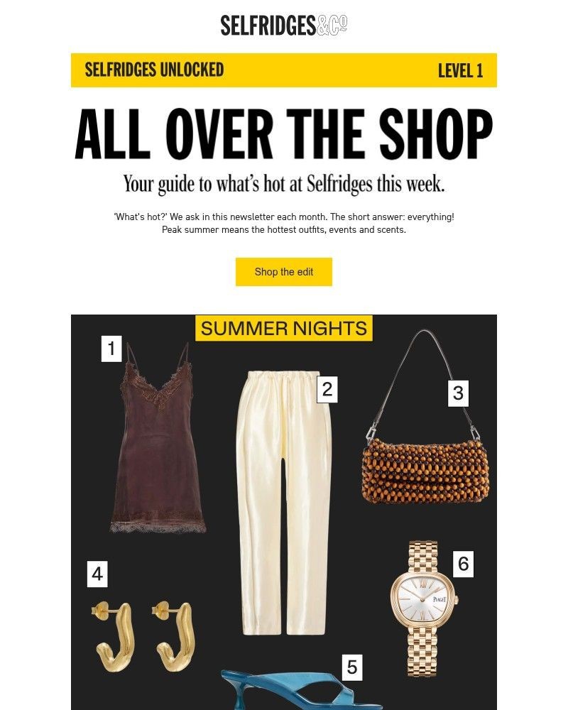 Screenshot of email sent to a Selfridges Newsletter subscriber