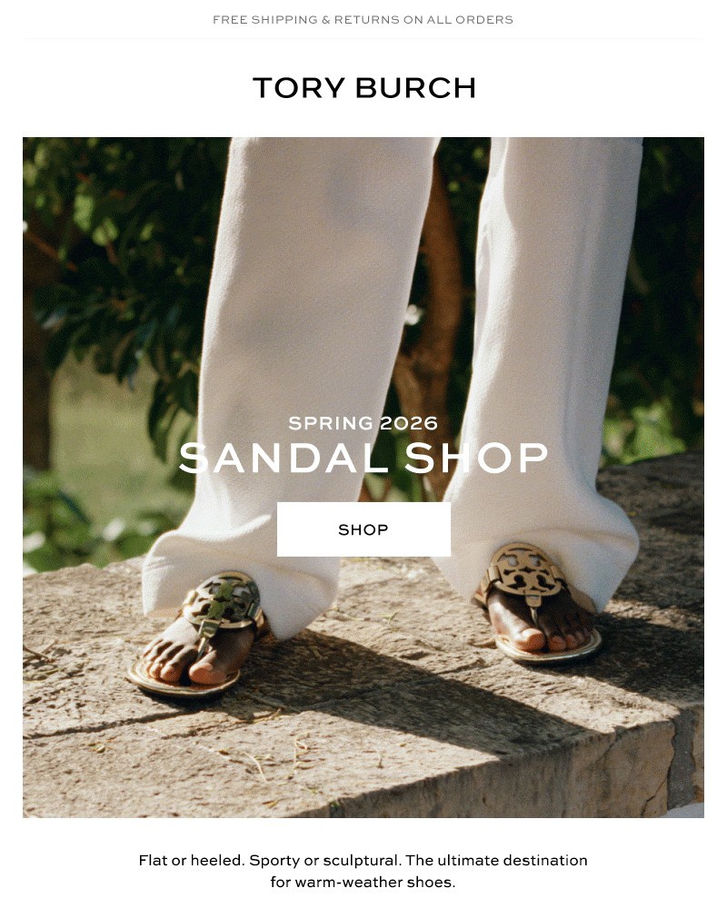 Screenshot of email sent to a Tory Burch Newsletter subscriber