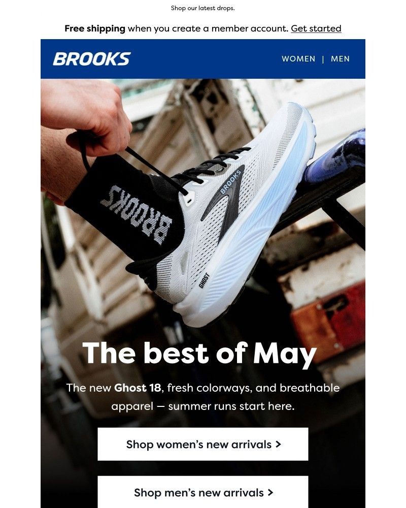 Screenshot of email sent to a Brooks Newsletter subscriber
