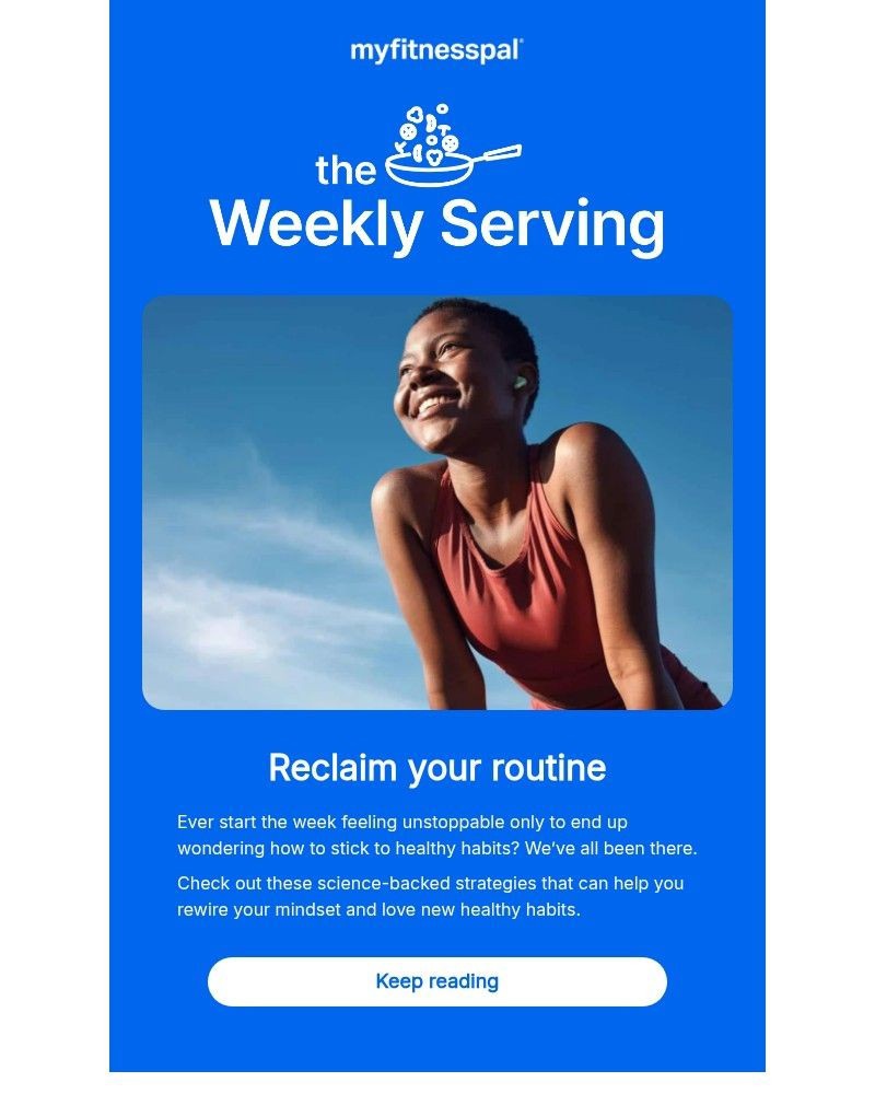 Screenshot of email sent to a MyFitnessPal Registered user