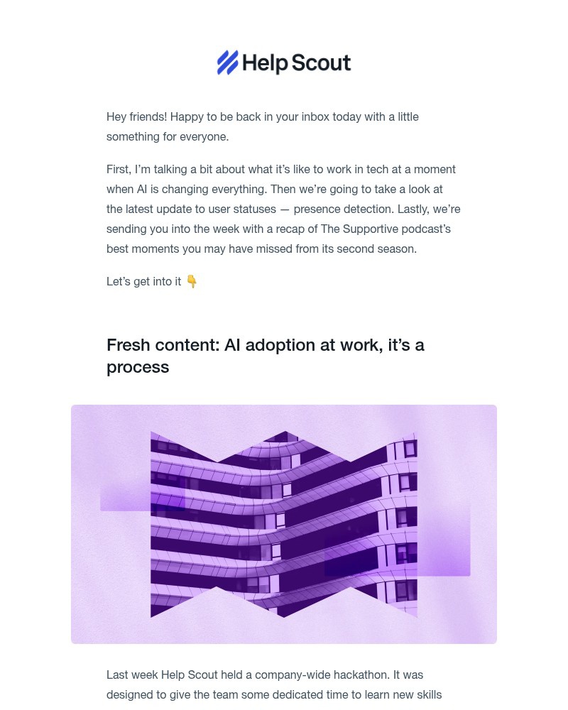 Screenshot of email sent to a Help Scout Trial user