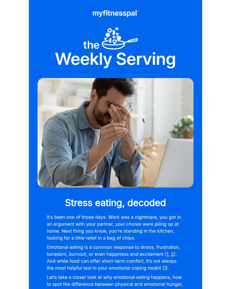 Screenshot of email sent to a MyFitnessPal Registered user