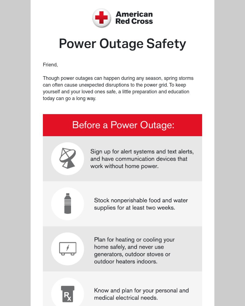 Screenshot of email sent to a American Red Cross Newsletter subscriber