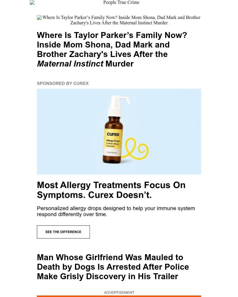 Screenshot of email sent to a People Newsletter subscriber