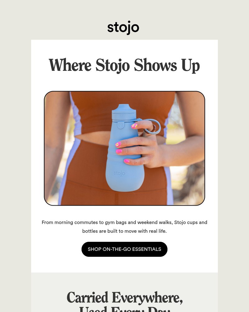 Screenshot of email sent to a Stojo Newsletter subscriber