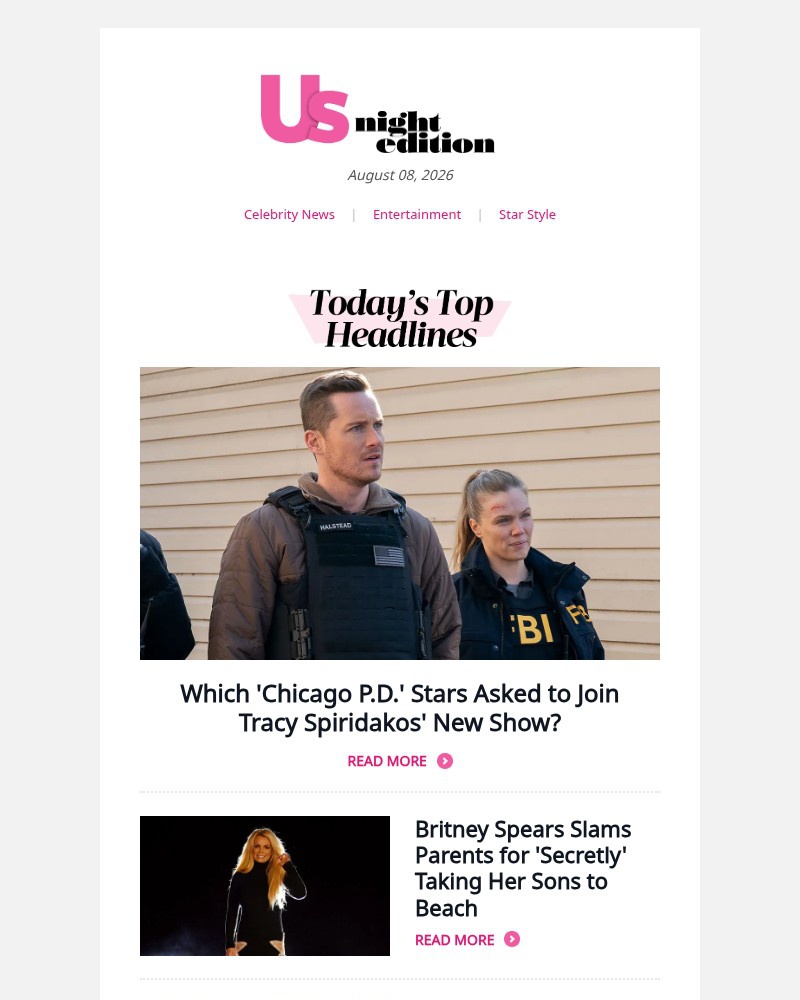 Screenshot of email sent to a Us Weekly Newsletter subscriber