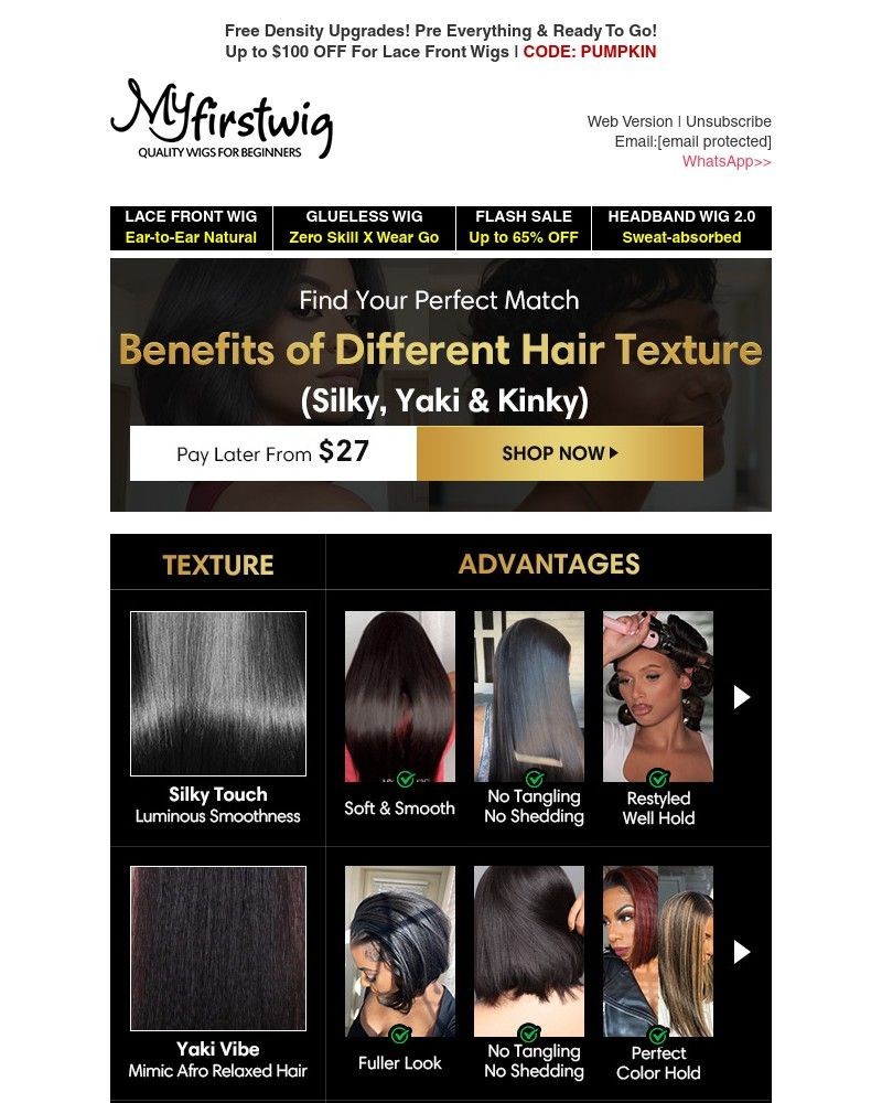 Screenshot of email sent to a My First Wig Newsletter subscriber