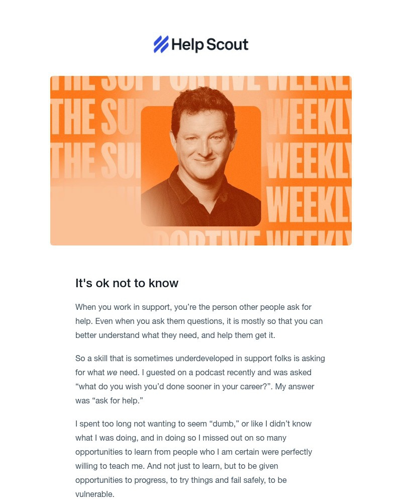 Screenshot of email sent to a Help Scout Trial user