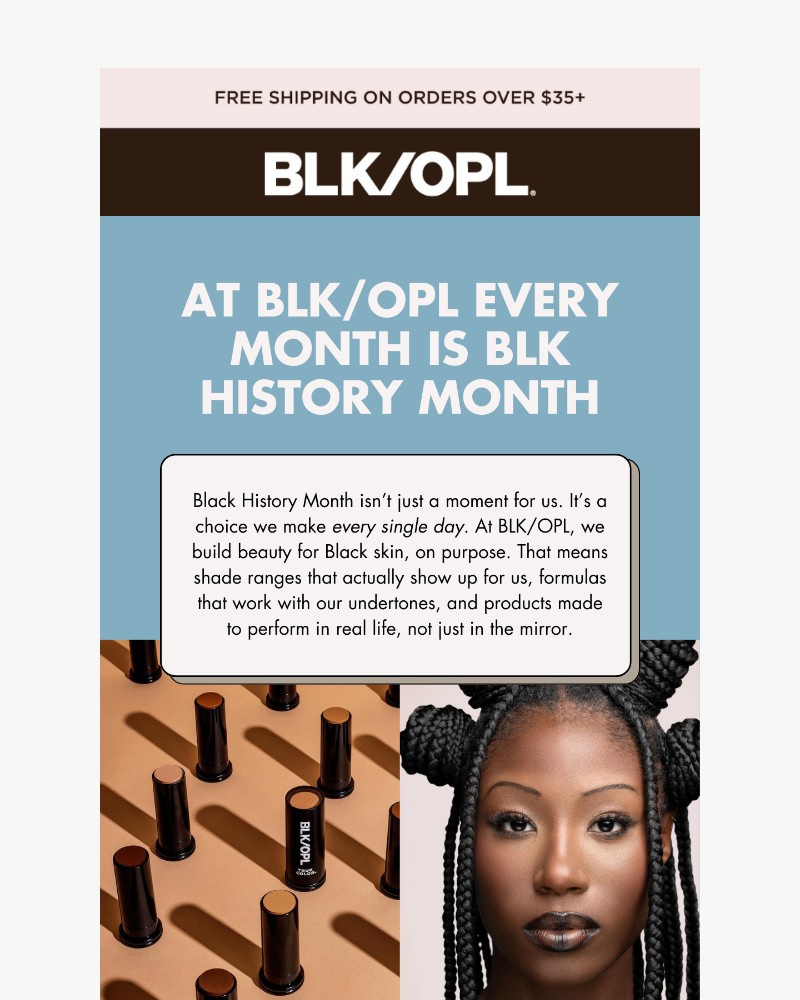 Screenshot of email sent to a Black Opal Beauty Newsletter subscriber