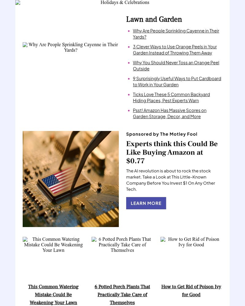 Screenshot of email sent to a Better Homes and Gardens Newsletter subscriber
