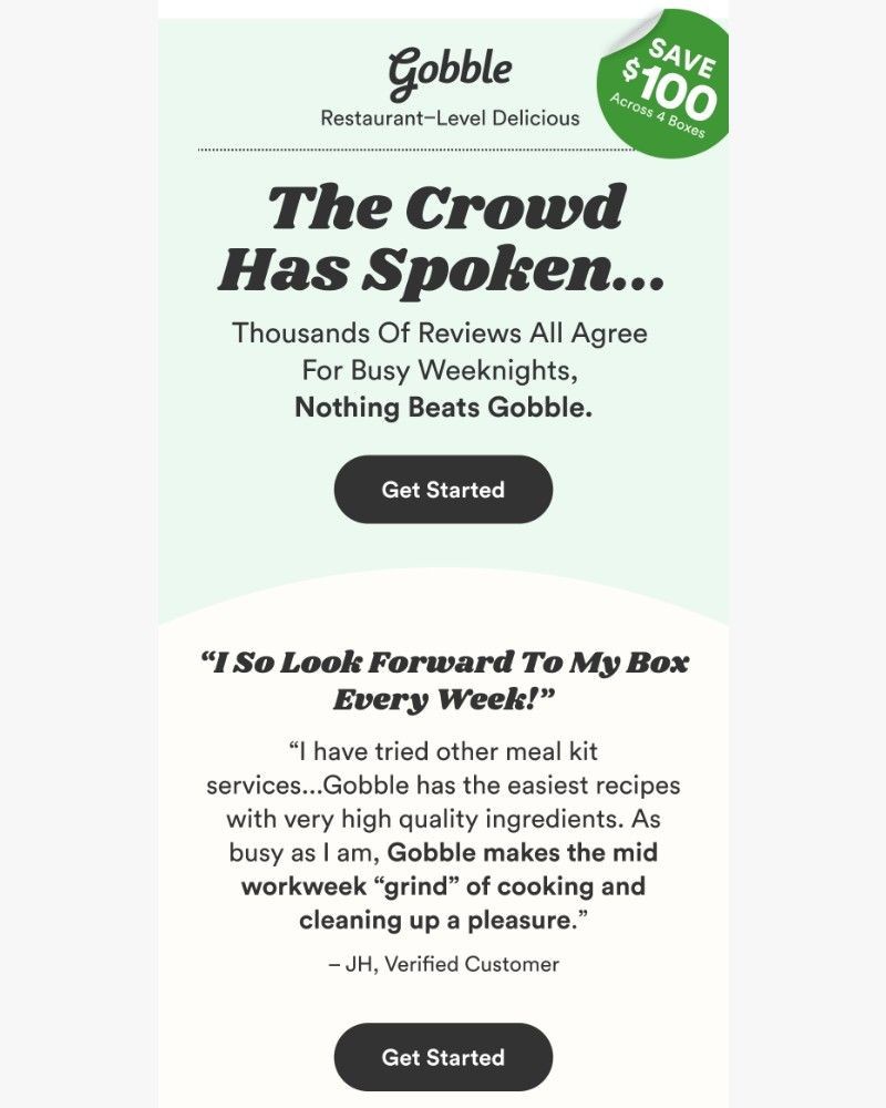 Screenshot of email sent to a Gobble Cart abandoner