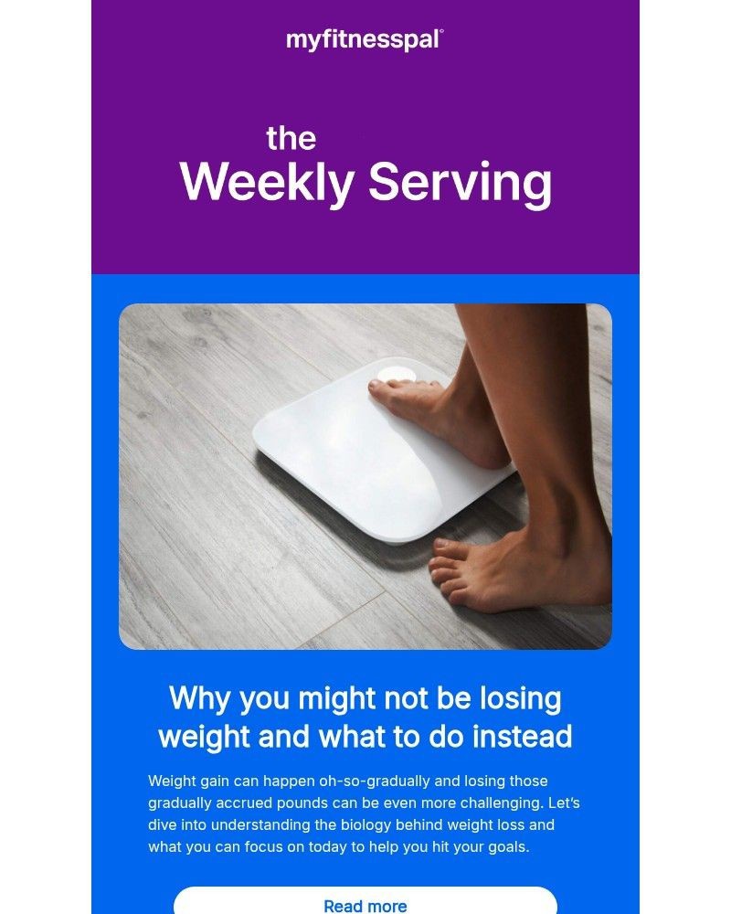 Screenshot of email sent to a MyFitnessPal Registered user