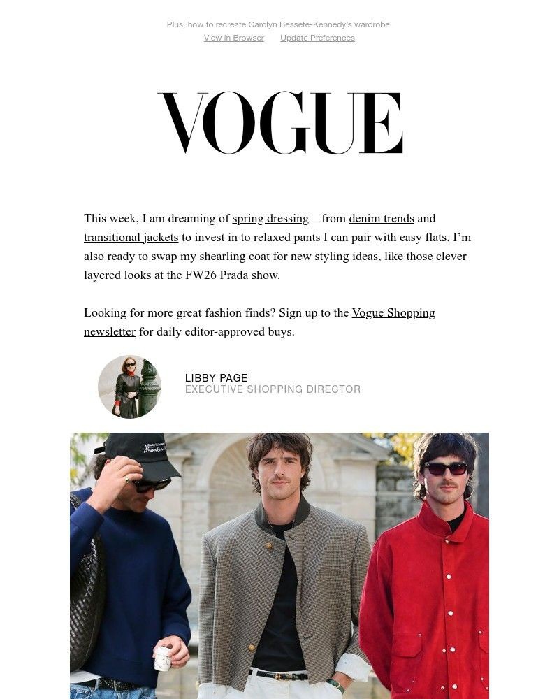 Screenshot of email sent to a Vogue Newsletter subscriber