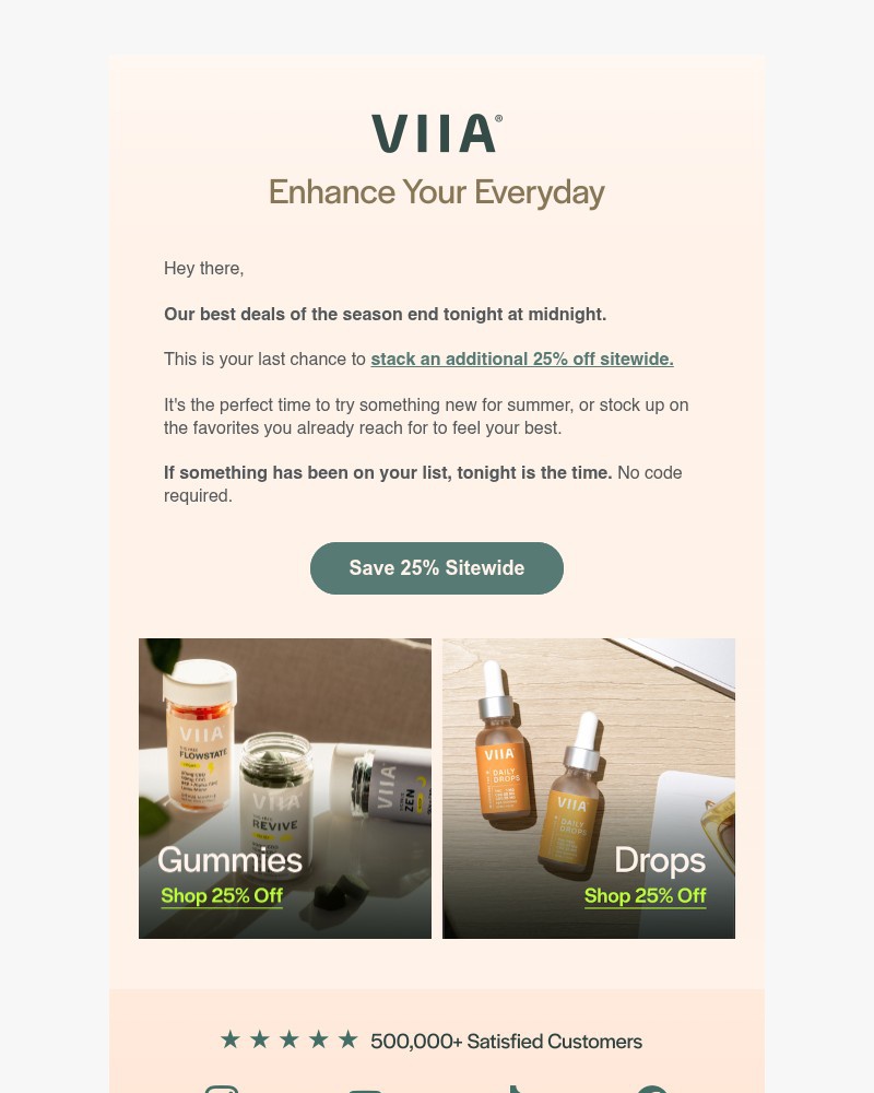 Screenshot of email sent to a VIIA Newsletter subscriber