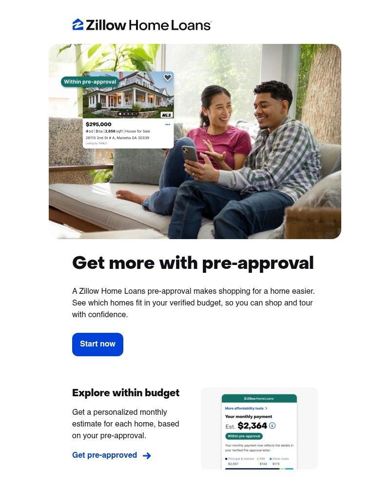 Screenshot of email sent to a Zillow Registered user