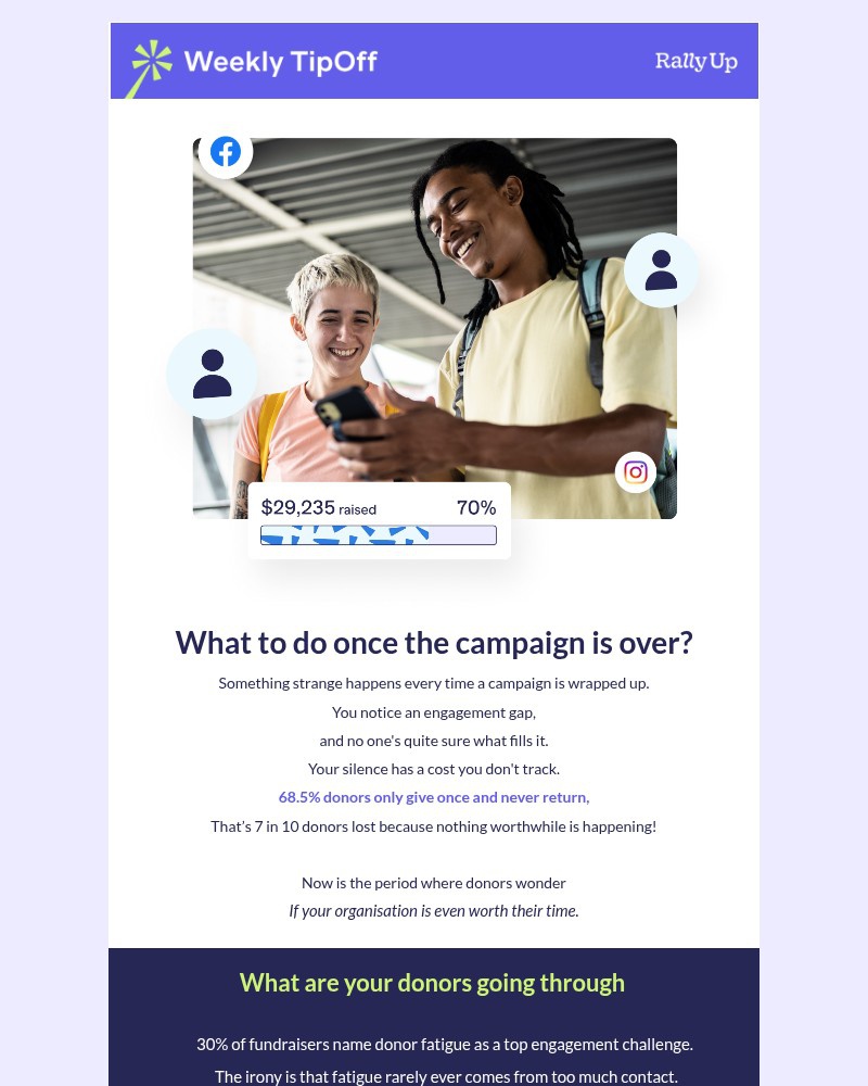 Screenshot of email sent to a RallyUp Newsletter subscriber