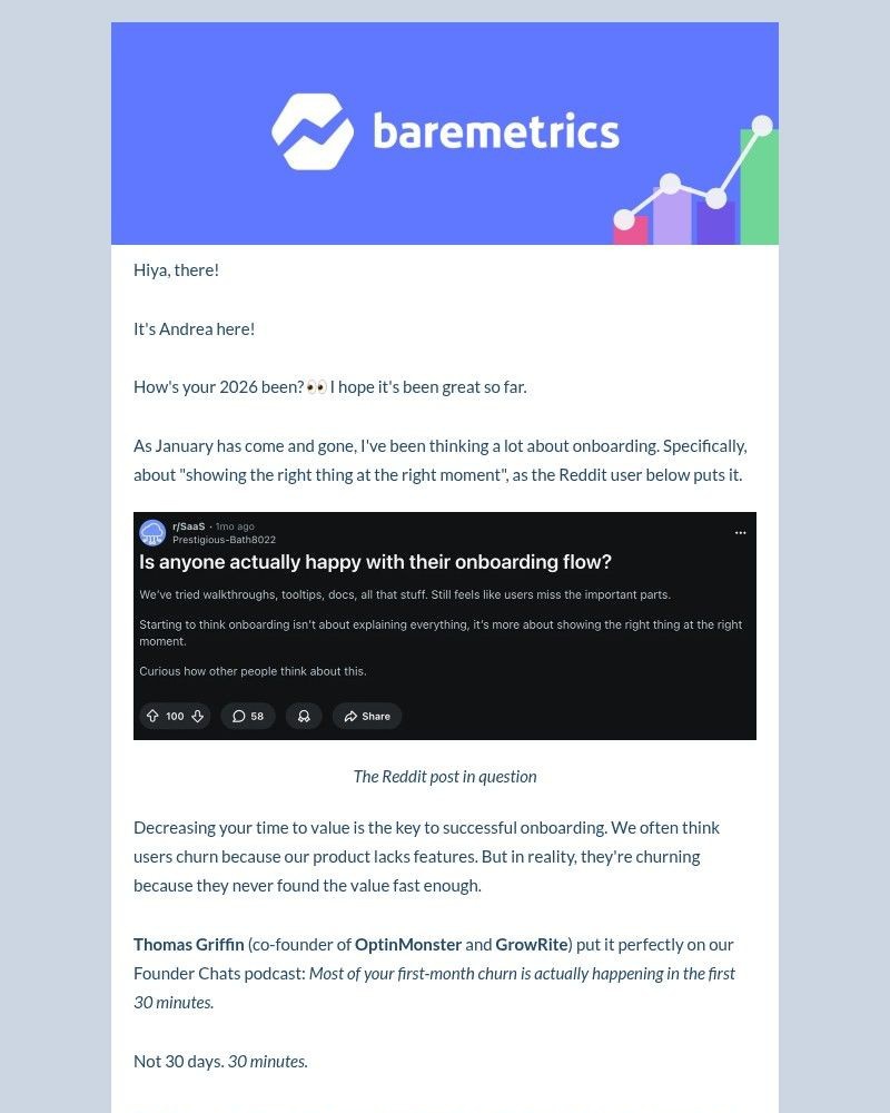 Screenshot of email sent to a Baremetrics Invited user