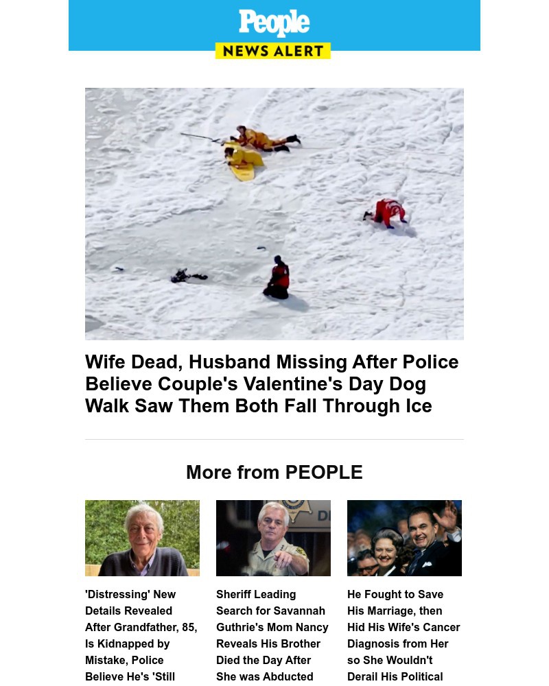 Screenshot of email sent to a People Newsletter subscriber