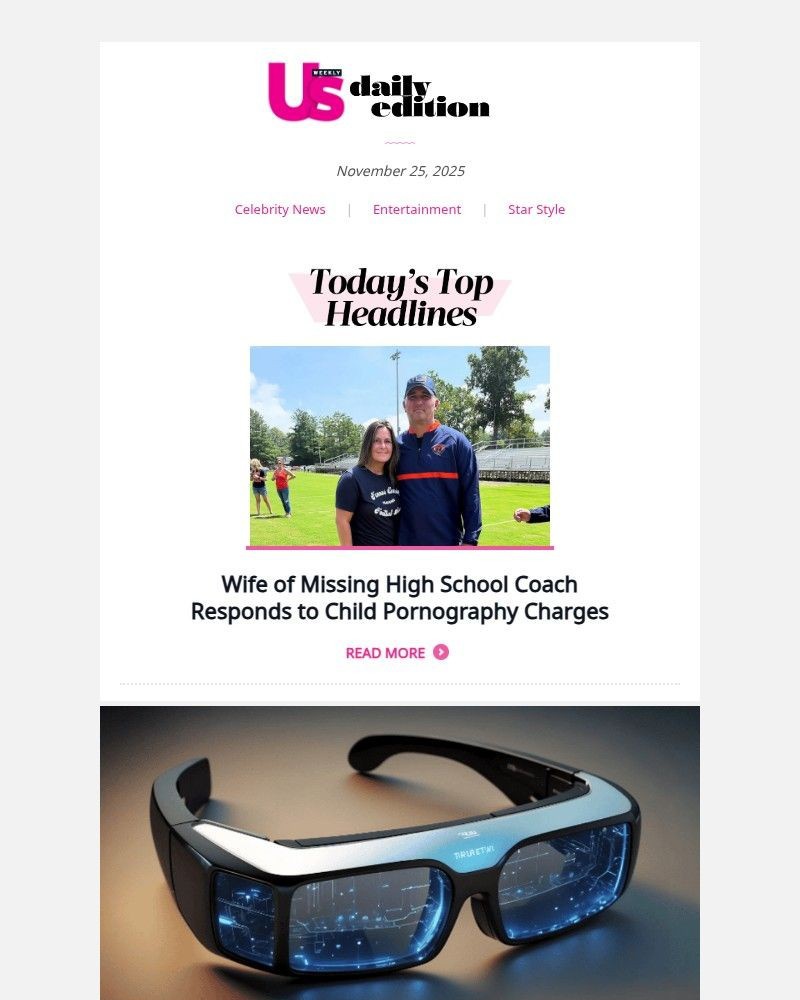 Screenshot of email sent to a Us Weekly Newsletter subscriber