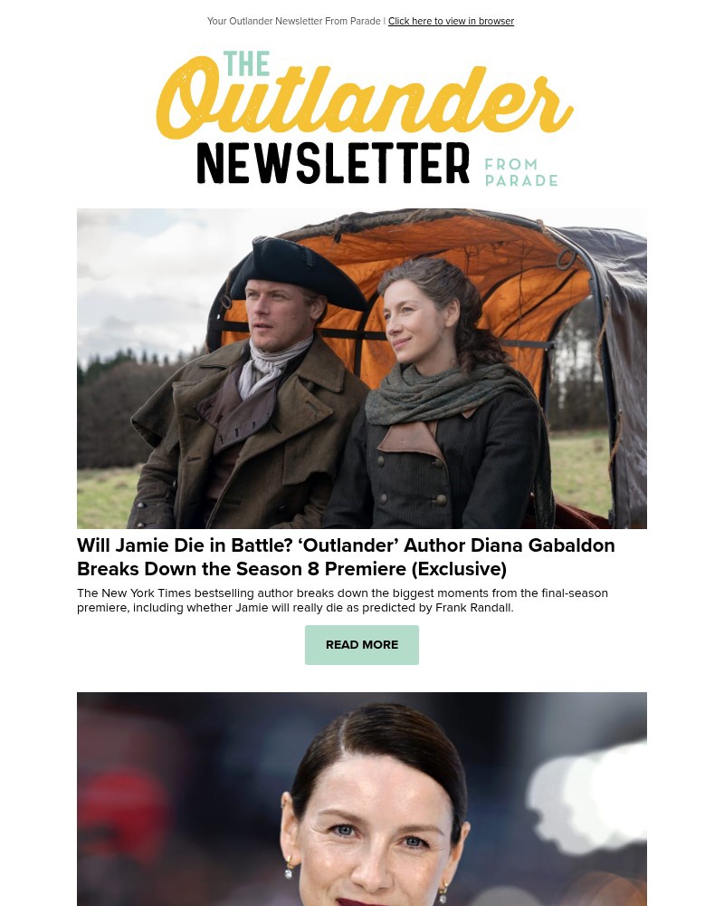 Screenshot of email sent to a Parade Newsletter subscriber