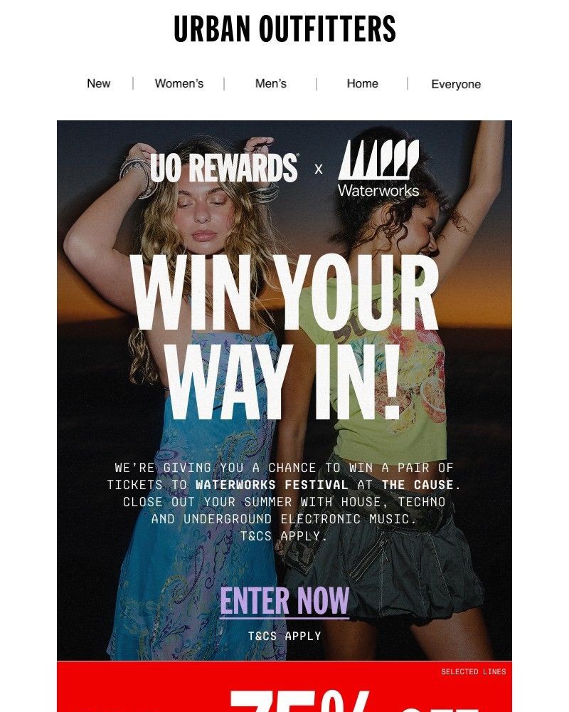 Screenshot of email sent to a Urban Outfitters Newsletter subscriber