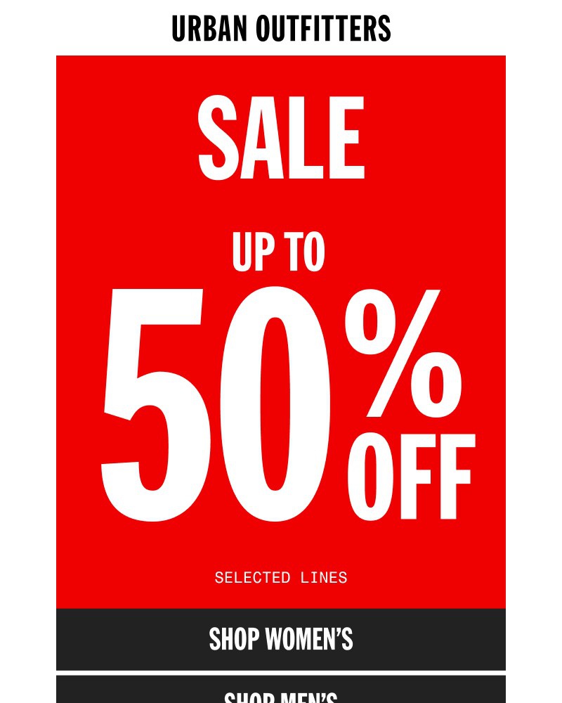 Screenshot of email sent to a Urban Outfitters Newsletter subscriber