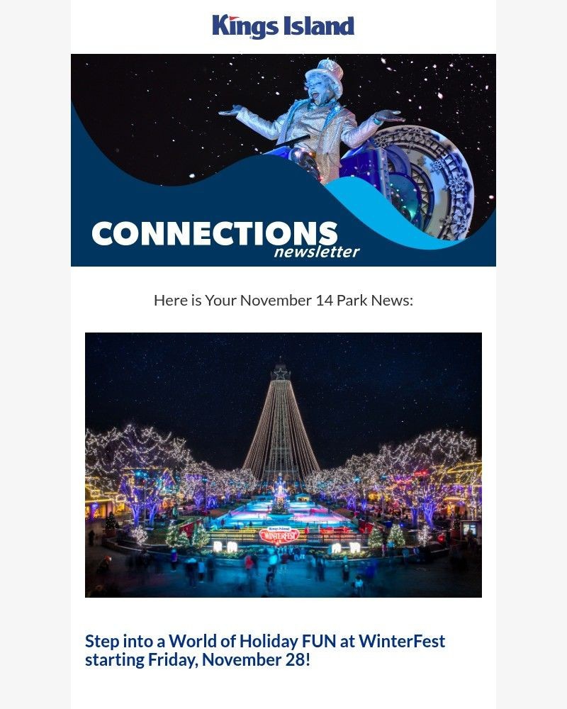 Screenshot of email sent to a Kings Island Newsletter subscriber