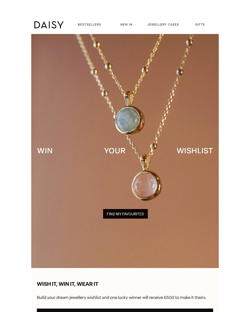 Screenshot of email sent to a Daisy Jewellery Newsletter subscriber