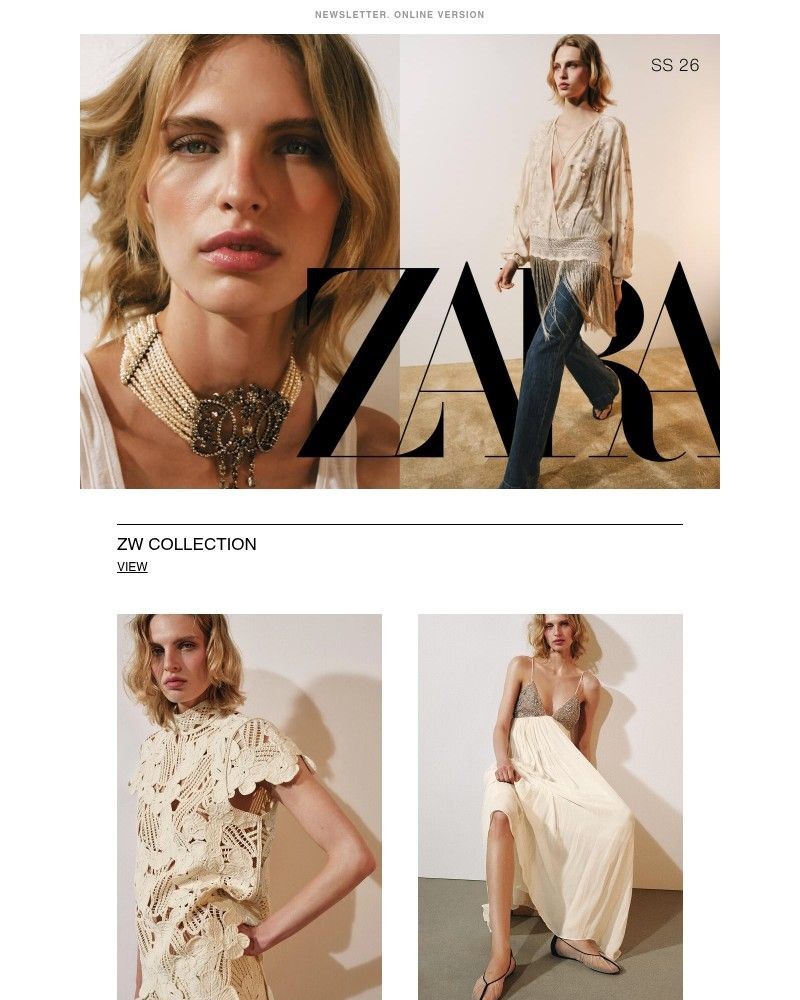 Screenshot of email sent to a Zara Newsletter subscriber