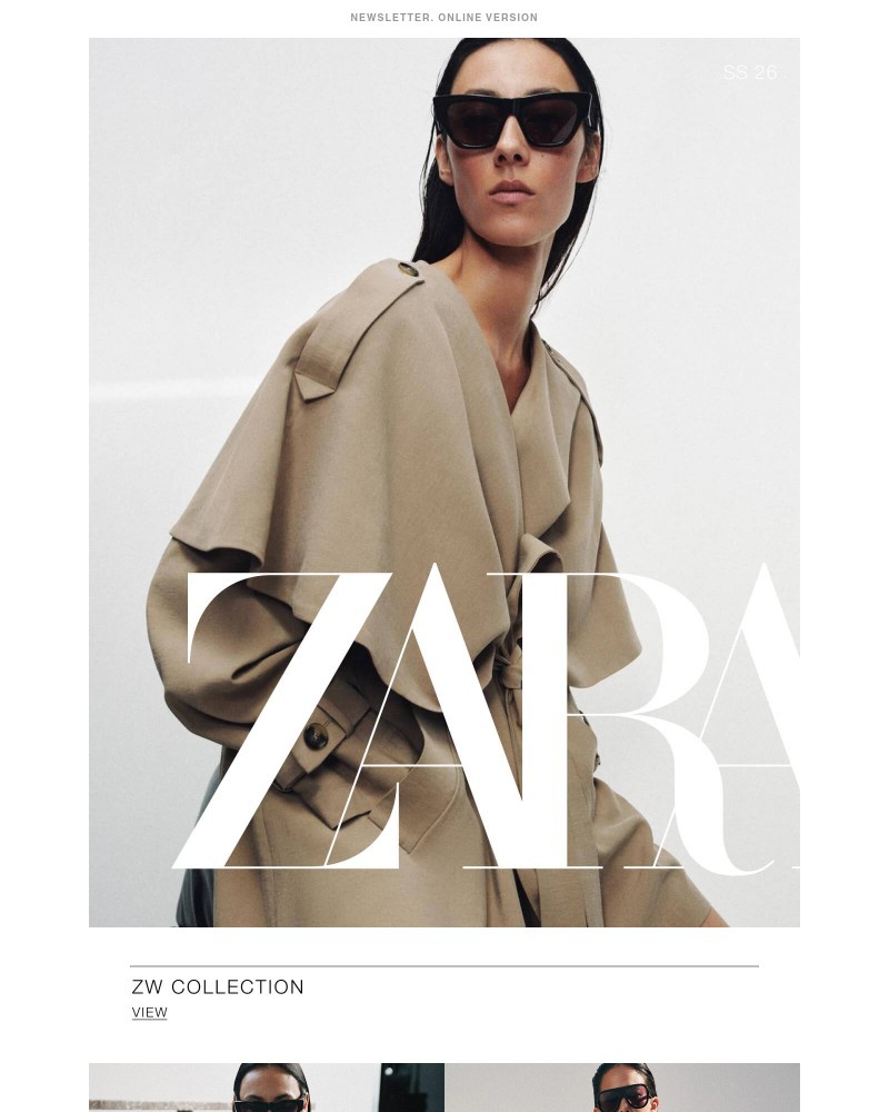Screenshot of email sent to a Zara Newsletter subscriber