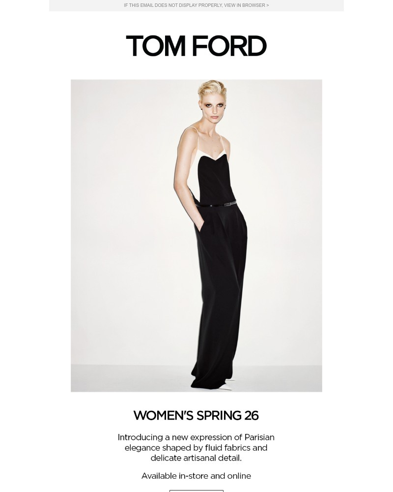 Screenshot of email sent to a Tom Ford Newsletter subscriber