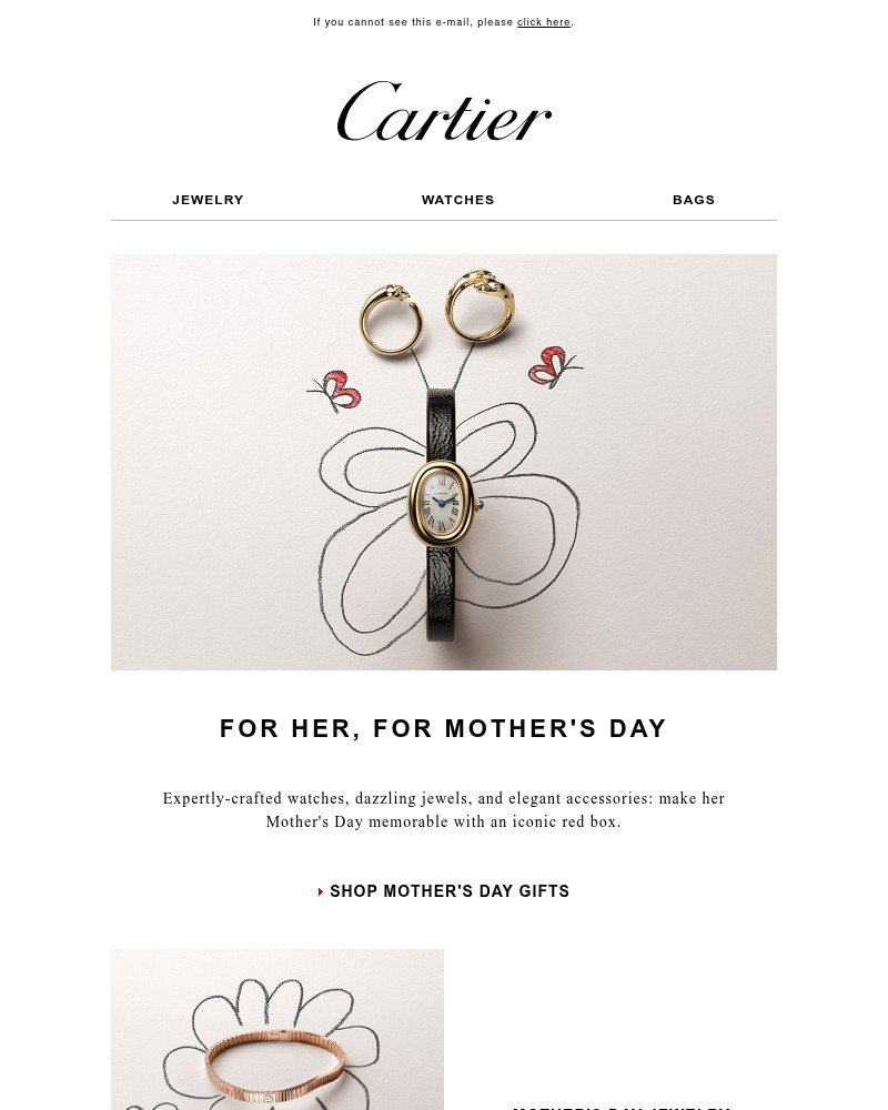 Screenshot of email sent to a Cartier Newsletter subscriber