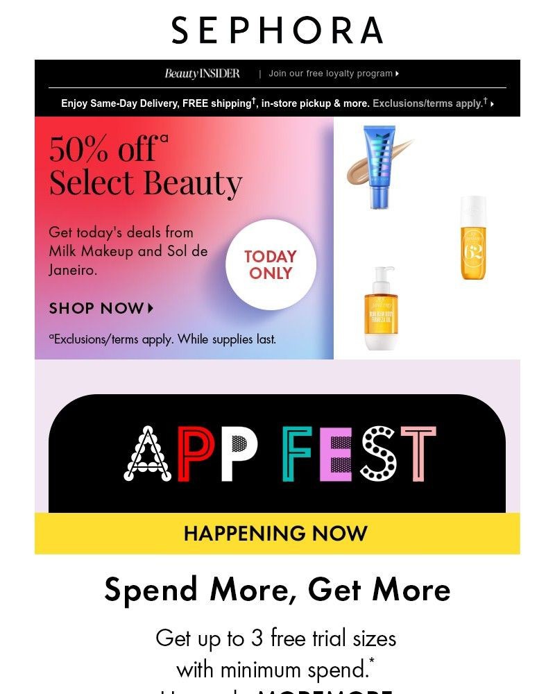 Screenshot of email sent to a Sephora Newsletter subscriber