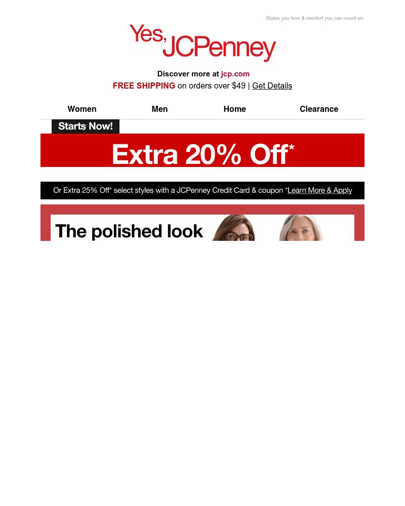 Screenshot of email sent to a JCPenney Newsletter subscriber