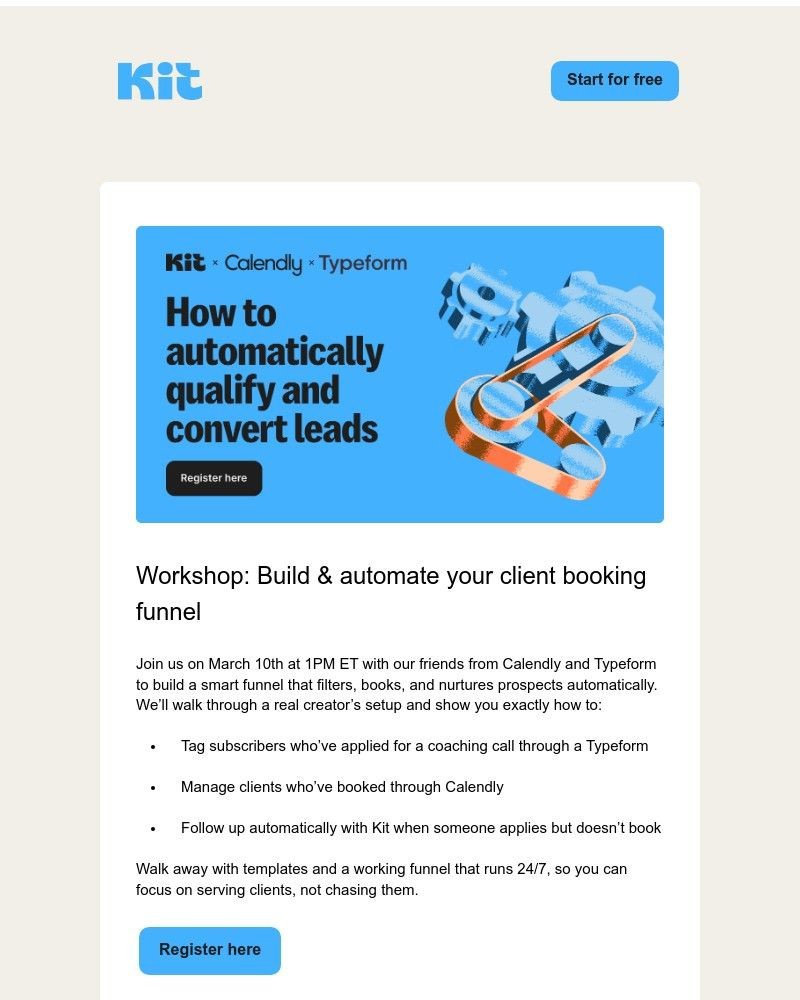 Screenshot of email sent to a ConvertKit Trial user
