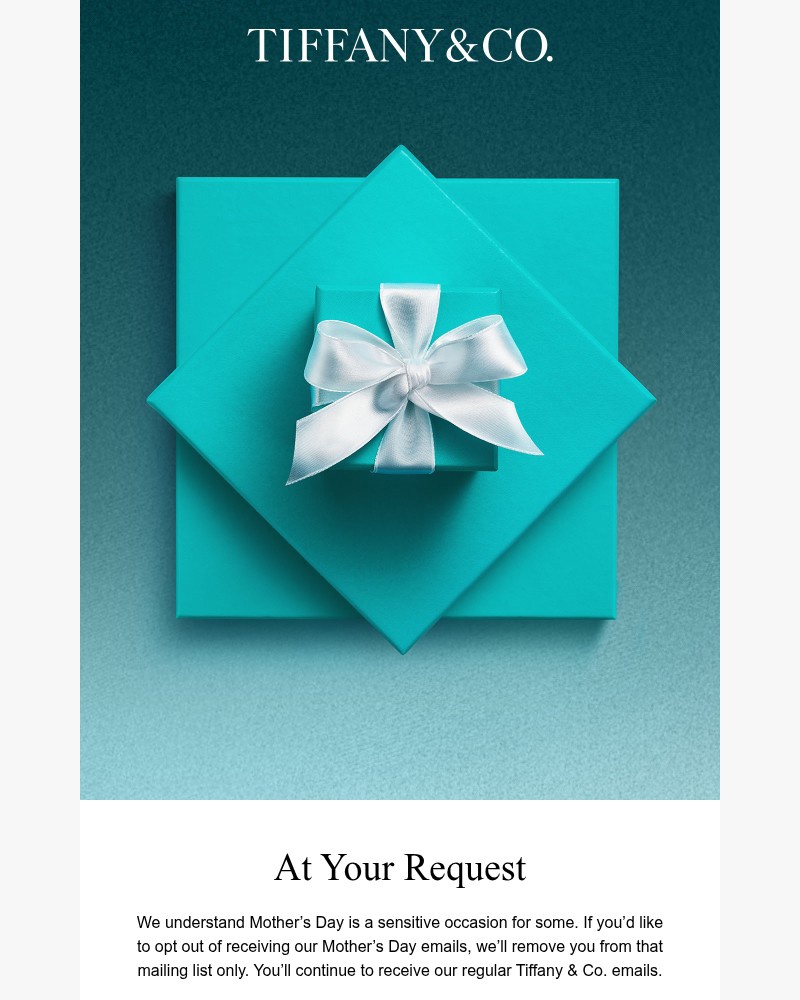 Screenshot of email sent to a Tiffany & Co Newsletter subscriber