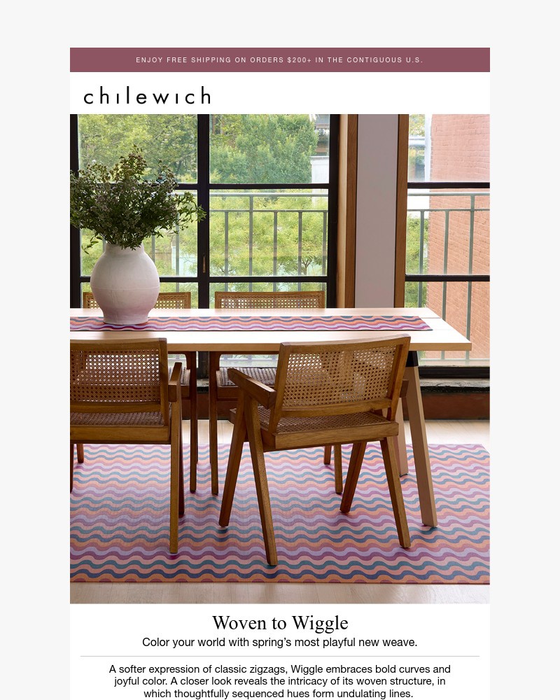 Screenshot of email sent to a Chilewich Newsletter subscriber