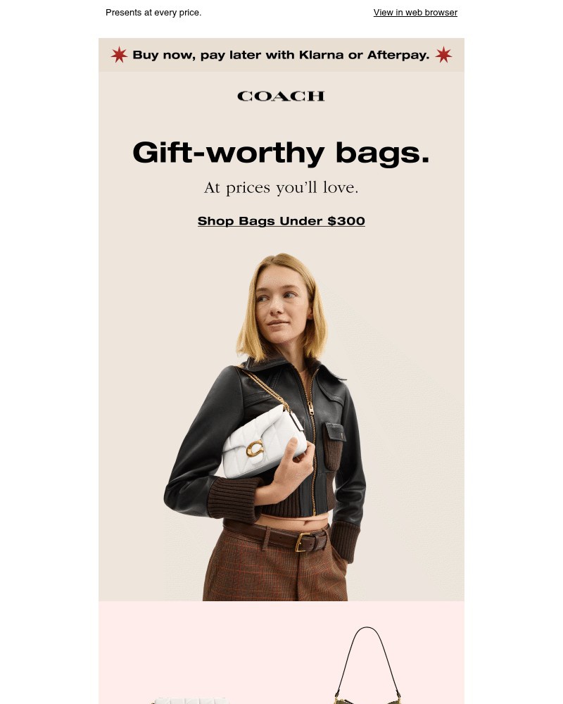 Screenshot of email sent to a Coach Newsletter subscriber