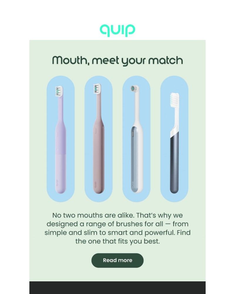 Screenshot of email sent to a Quip Newsletter subscriber