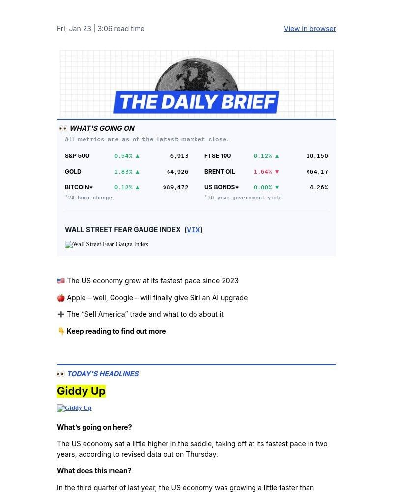 Screenshot of email sent to a Finimize Registered user